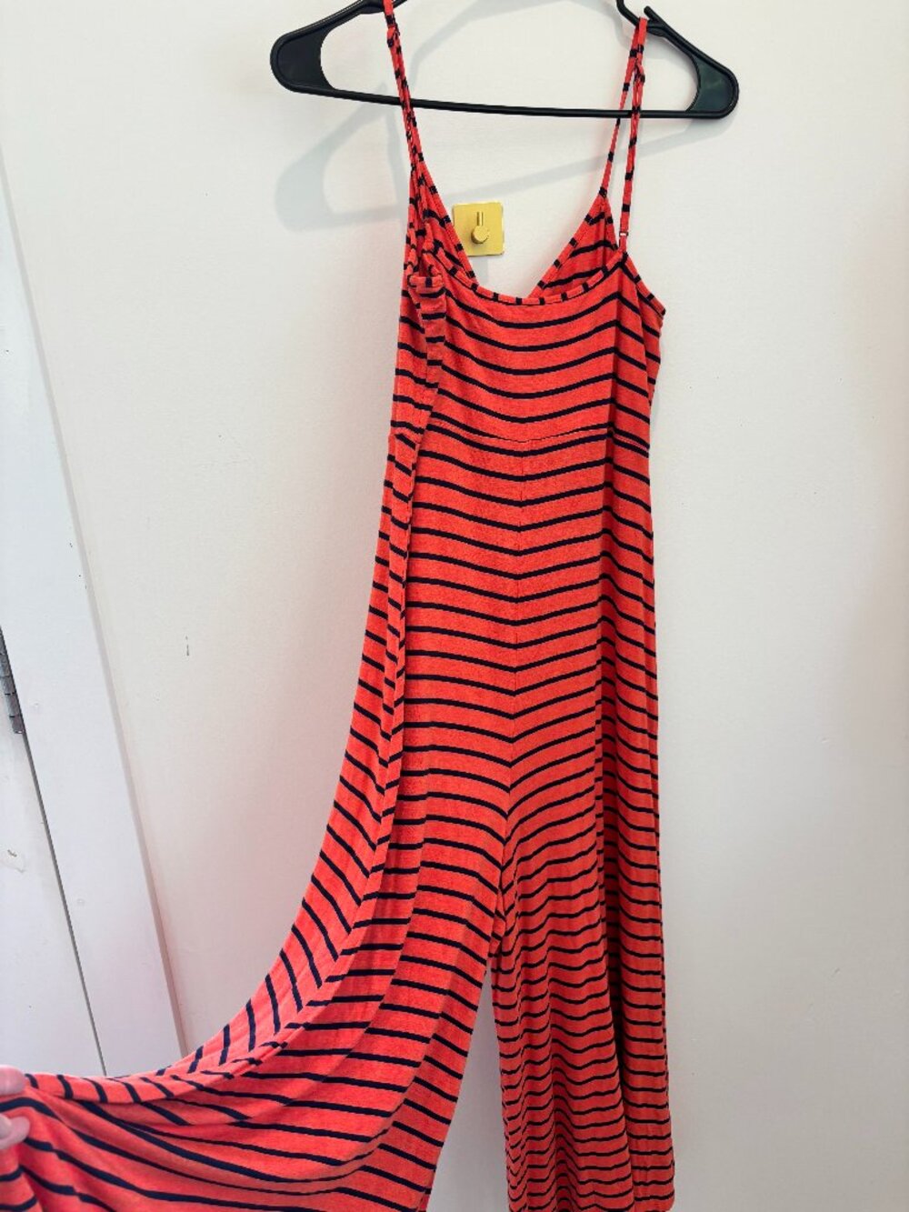 Anthropology Lissa Jumpsuit with Coral and Navy Stripes Size Small